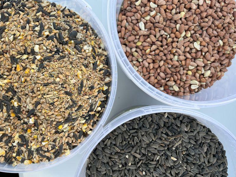 Spande med fuglefoder