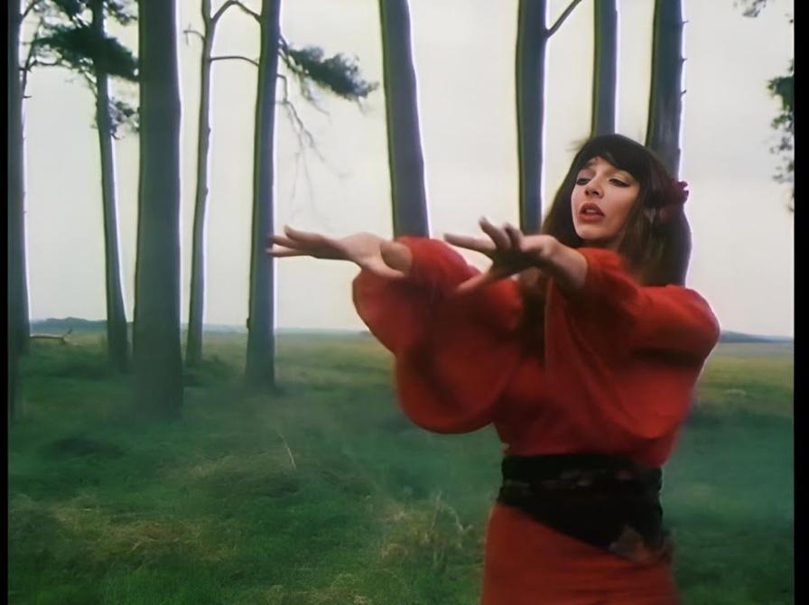 Kate Bush i rød kjole